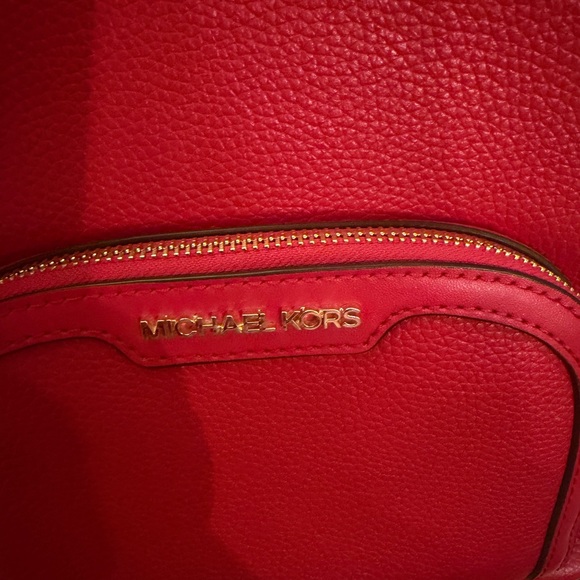 Michael Kors Jaycee Medium Backpack in a bright red pebbled leather main image 5